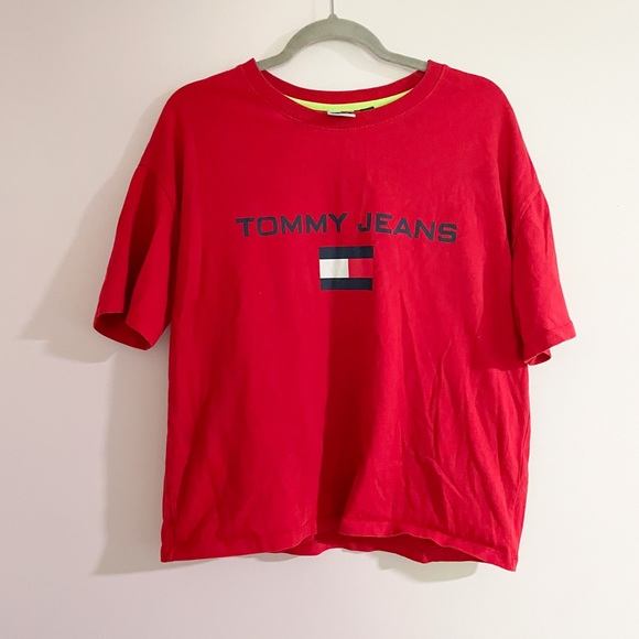 Tommy Hilfiger Tops - VTG Tommy Hilfiger Jeans Red Cropped Sz Medium